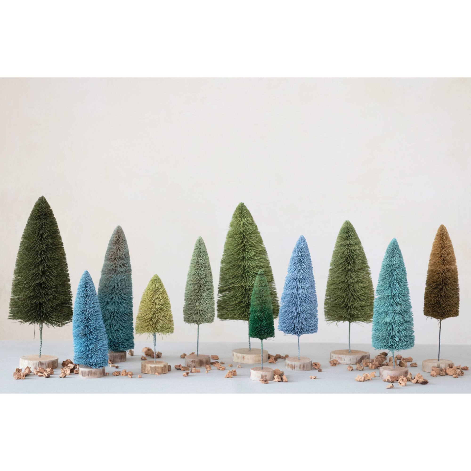 Hello Honey® 12" Green Sisal Bottle Brush Tree with Wood Base